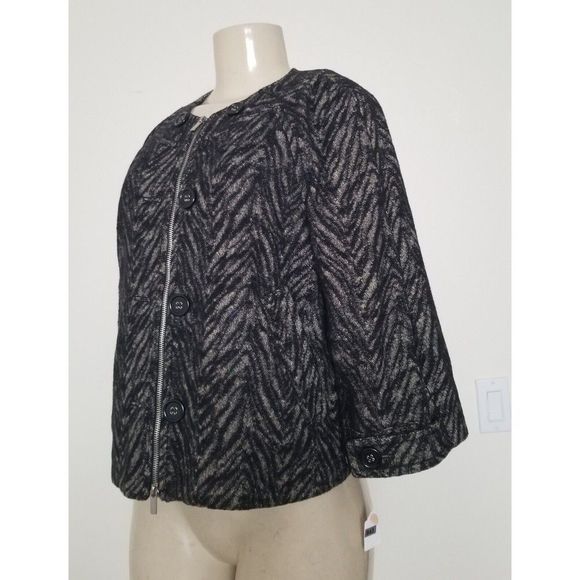 BCBGMAXAZRIA WOMEN'S JACKET/ BLAZER WOOL MIX PRINT FULL ZIP SIZE XXS #843 - Picture 2 of 11